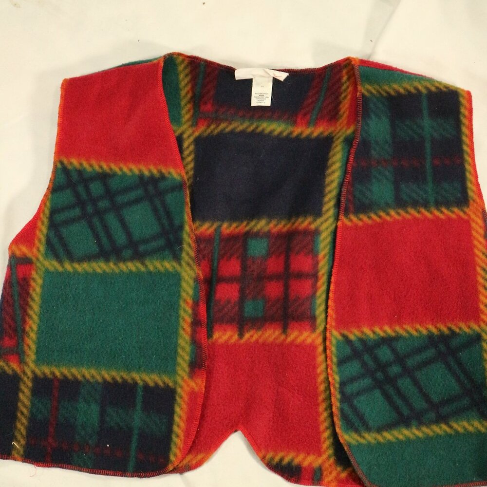 Vtg FASHIONS BY SHELL Dallas Plaid Patchwork Vest - Picture 1 of 13